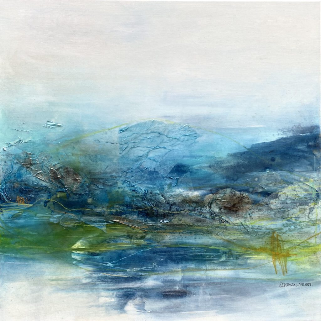 At the waterfront #1 - Mixed media on canvas - 80 x 80 cm
