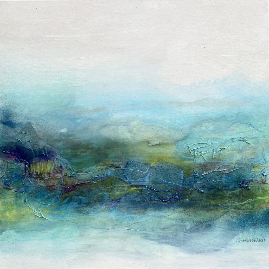 At the waterfront #2 - Mixed media on canvas - 80 x 80 cm